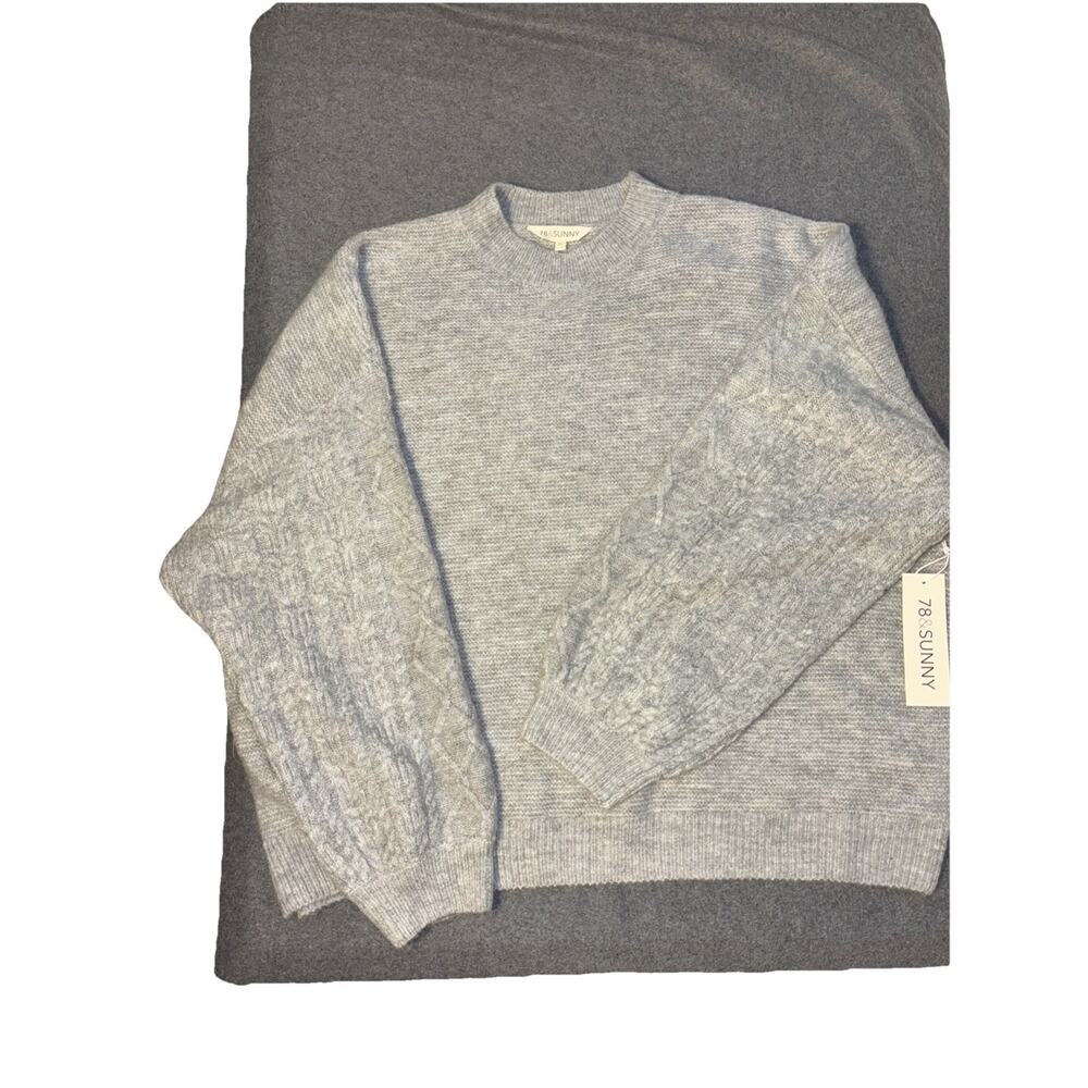 78 And Sunny Marled Cable Sweater Heather Gray Sz 1x NWT Cozy Cottagecore